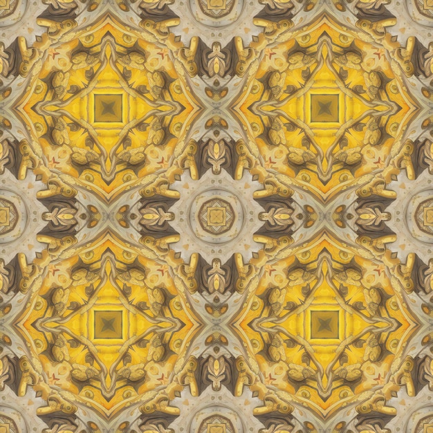 Bezszwowy wzór ze złotym ornamentem Na przykład dekoracje ścienne z tapetami z tkaniny