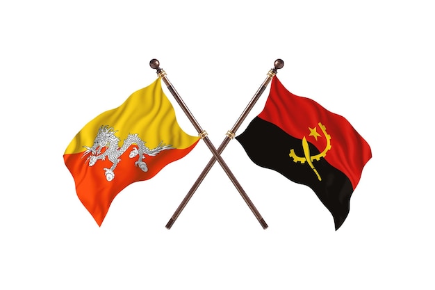 Bhutan Kontra Angola Dwie Flagi W Tle