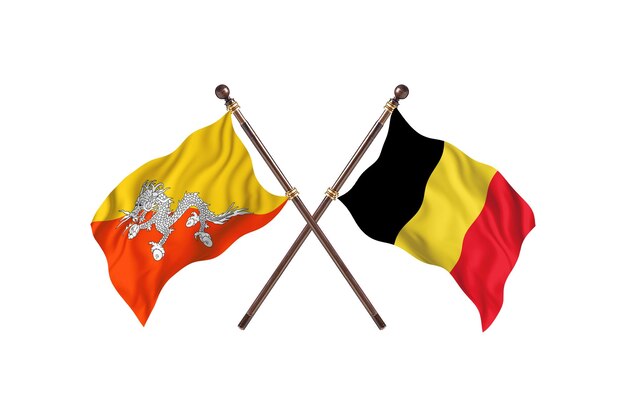 Bhutan kontra Belgia Dwie flagi w tle