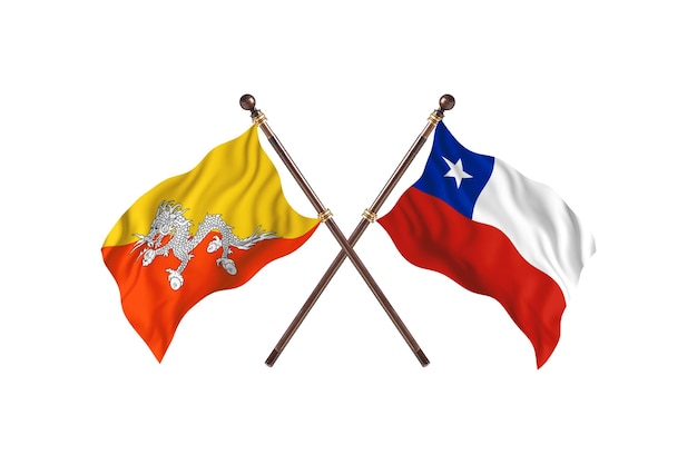 Bhutan kontra Chile Dwie flagi w tle