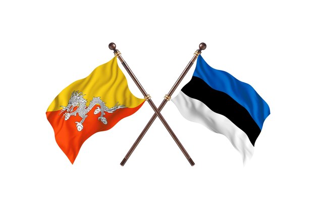 Bhutan kontra Estonia Dwie flagi w tle