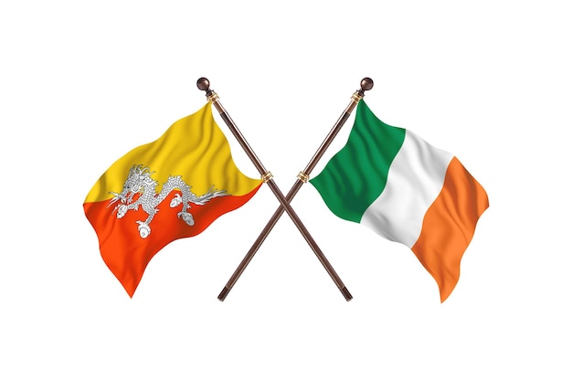 Bhutan kontra Irlandia Dwie flagi w tle