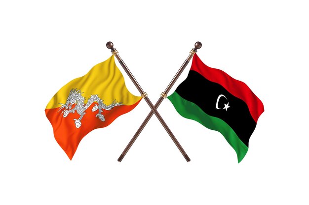 Bhutan kontra Libia Dwie flagi w tle