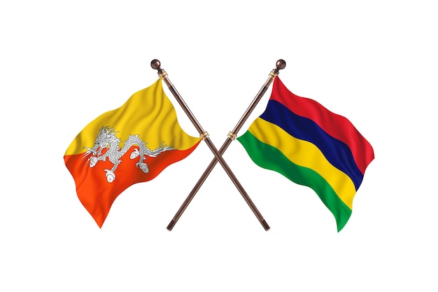 Bhutan kontra Mauritius Dwie flagi w tle