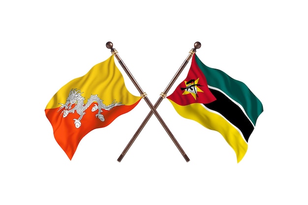 Bhutan kontra Mozambik Dwie flagi w tle
