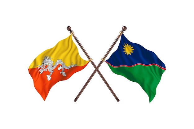 Bhutan kontra Namibia Dwie flagi w tle