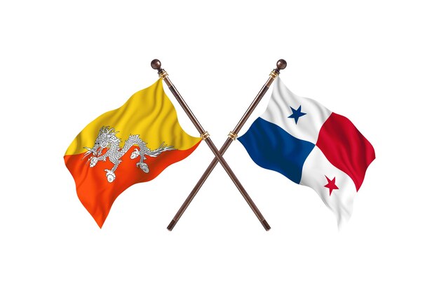 Bhutan kontra Panama Dwie flagi w tle