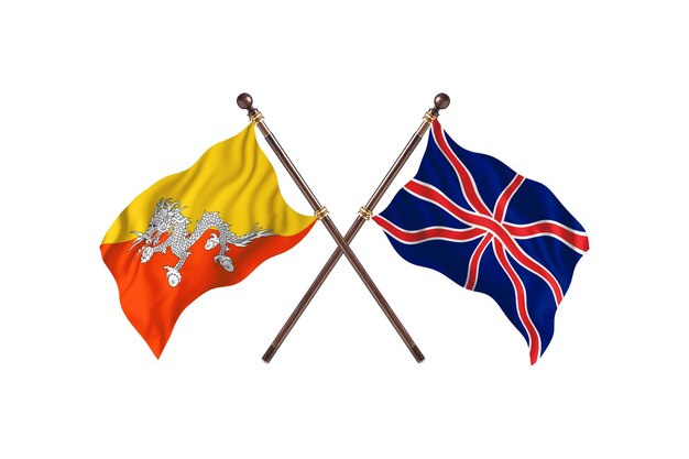 Bhutan kontra Wielka Brytania Dwie flagi w tle