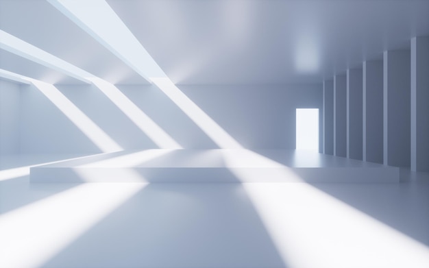 Biała abstrakcjonistyczna geometryczna architektura Scena geometrii wnętrza renderowania 3d