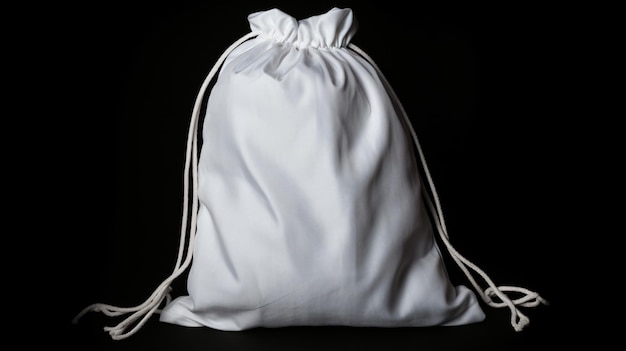 Zdjęcie biała bawełniana torba na czarnym izolowanym tle