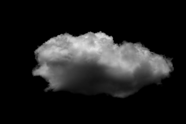 Biała chmura na białym tle na czarnym tle realistyczne chmury.