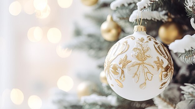 Biała dekoracja choinki bożonarodzeniowej dla angielskiego wiejskiego domku dekoracja domu na wsi