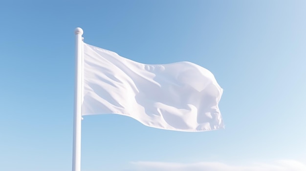 Biała flaga unosi się na niebie.