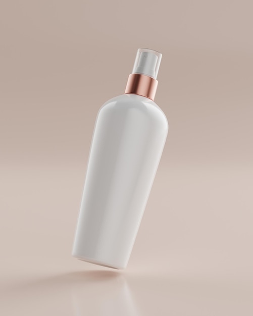 Biała i różowo-złota butelka spray do opakowania produktu do pielęgnacji skóry do makiety