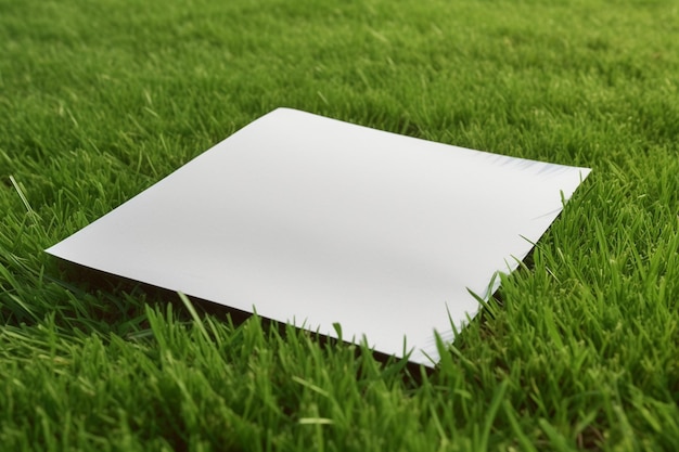 Biała kartka papieru na trawie