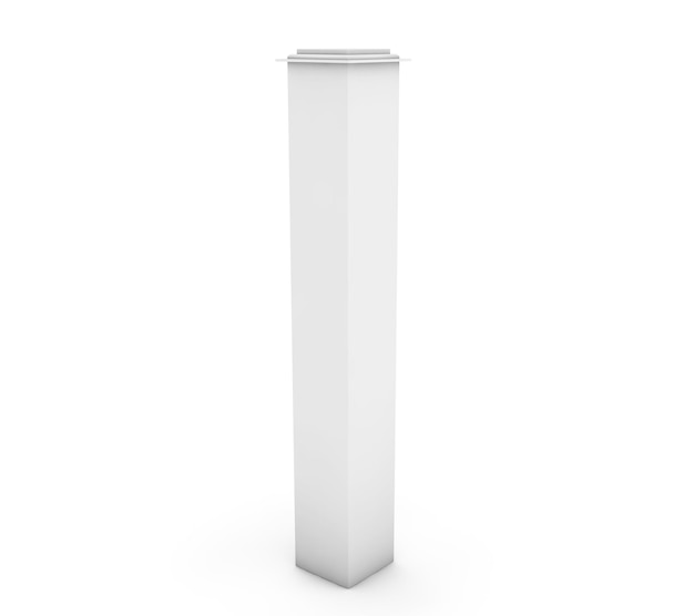 Biała kolumna 3d na białym tle