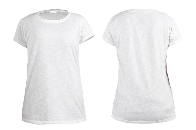 Biała koszulka damska przednia i tylna widok z tyłu wzór czysta koszula