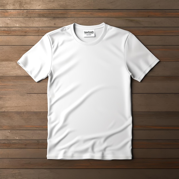 Biała koszulka makieta na drewniane tła