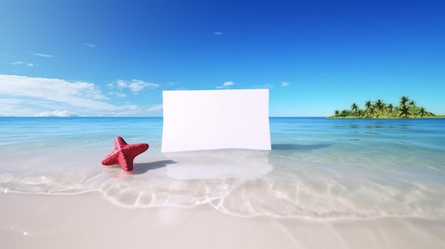 Zdjęcie biała księga ze słowem gwiazda znajduje się na środku plaży.