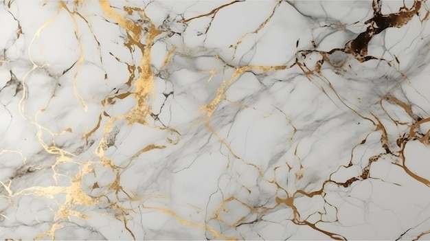 Biała marmurowa tekstura z luksusowym tłem złotych żył Generative AI