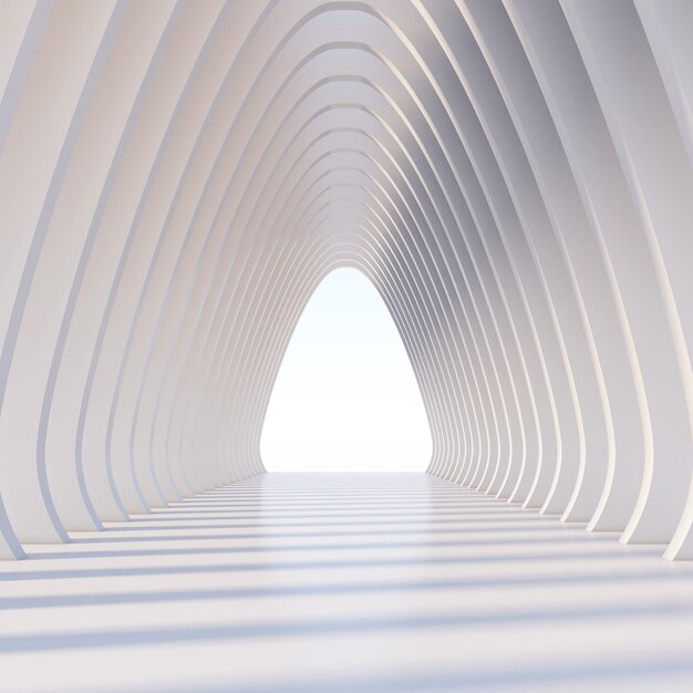 Zdjęcie biała minimalistyczna architektura z prezentacją produktu renderowania 3d