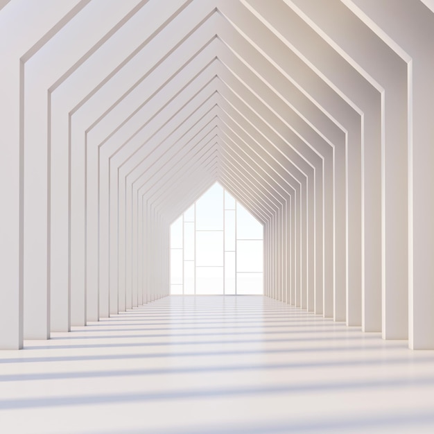 Zdjęcie biała minimalistyczna architektura z prezentacją produktu renderowania 3d
