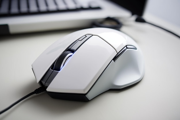 Biała mysz komputerowa Biała mysz dla graczy jest nieco większa, aby zajmować całą przestrzeń w dłoni. Posiada kilka przycisków, które znacznie ułatwiają grę w grach akcji i różnych ustawieniach