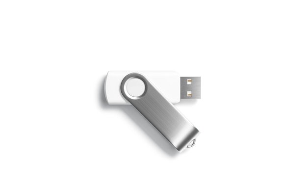 Biała otwarta makieta pamięci usb. Memo pendrive do makiety połączenia z komputerem. Informacje o adapterze flash.