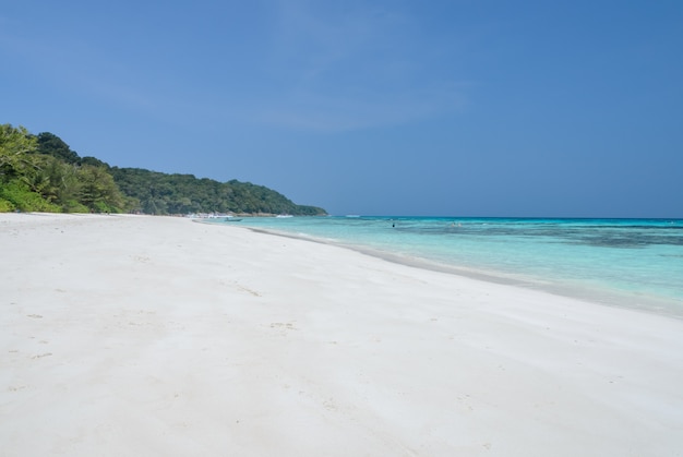 Biała Piasek Plaża Tropikalny Kryształ - Jasna Woda Przy Tachai Wyspą, Tajlandia