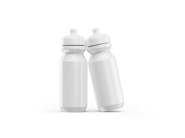 Biała Plastikowa Sportowa Butelka Na Wodę Na Białym Tle