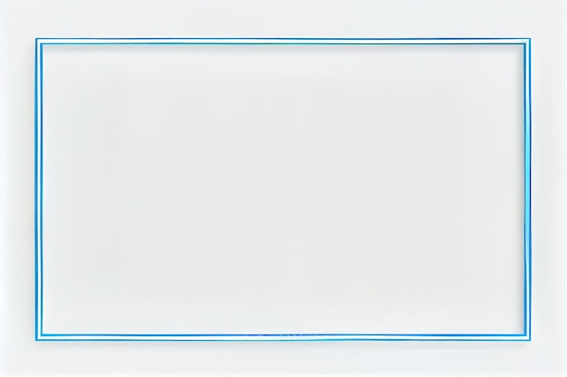 Biała prostokątna ramka z niebieskimi liniami z napisem „
