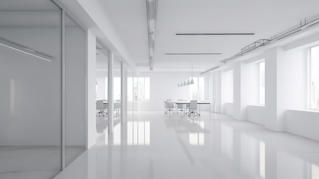 Biała pusta przestrzeń w biurowym biznesowym wnętrzu profesjonalnym jasnym Generative AI AIG18