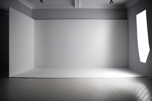 Biała pusta przestrzeń z parkietem Szablon układu Ilustracja AI Generative