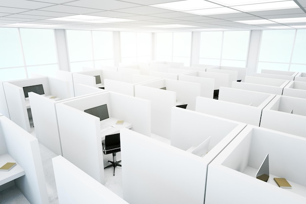 Biała strona biura coworkingowego