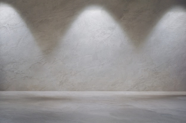 Biała szara betonowa ściana z ścianą Lekka i pusta betonowa podłoga
