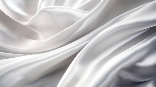 Biała szara satynowa tekstura, biała srebrna tkanina, jedwabne tło z piękną sztuczną inteligencją generatywną