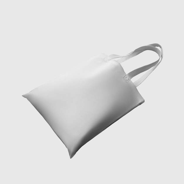 Biała totebag renderowania 3d ekotorba wielokrotnego użytku z uchwytem na zakupy izolowane na tle