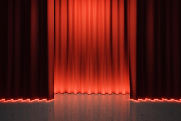 Biała trybuna na scenie z czerwonymi scenami