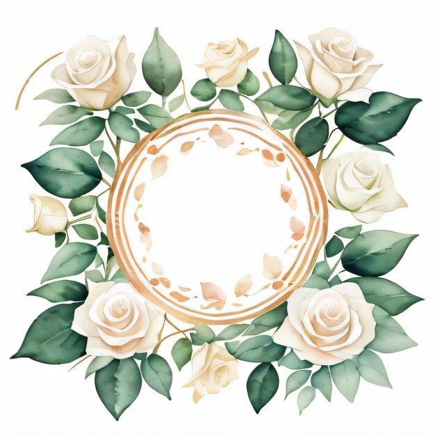 Białe akwarelowe róże Clipart