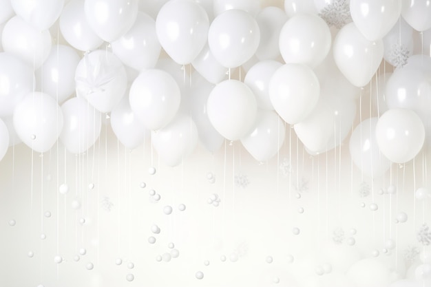 Zdjęcie białe balony ze srebrnymi drobinkami na białym tle