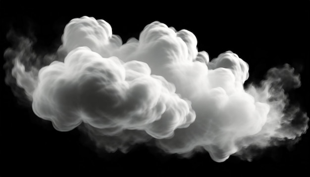 białe chmury lub dym izolowany na czarnym tle