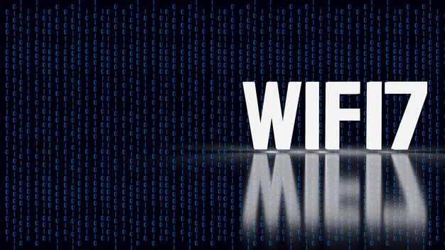 Białe cyfrowe tło wifi7 dla koncepcji technologii renderowania 3d