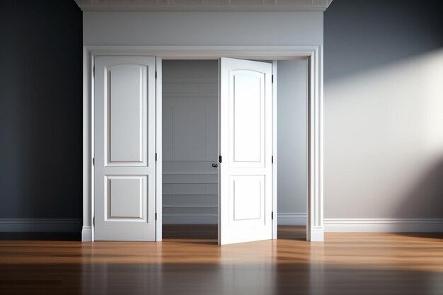 Białe drzwi z napisem drzwi