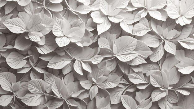 Białe geometryczne liście kwiatowe płytki 3d tekstura ściany tło baner panorama