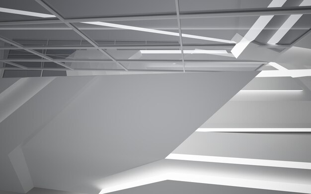 Białe gładkie streszczenie architektoniczne tło. Ilustracja i renderowanie 3D