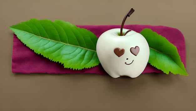 Białe jabłko z sercem na nim