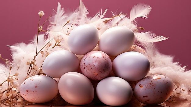 białe jaja wielkanocne na różowej powierzchni UHD tapeta