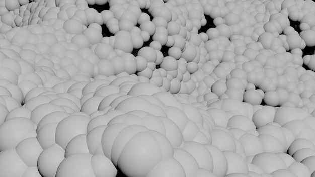 Białe kule unoszą się na jasnej ciemnej wodzie Renderowanie 3D