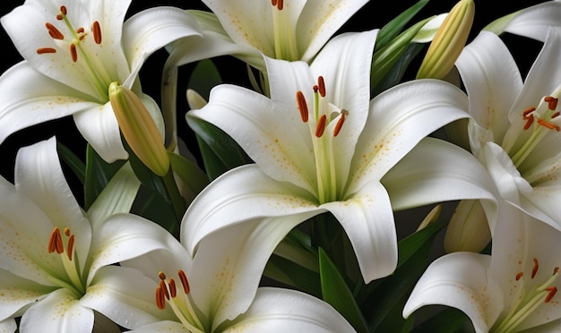 Zdjęcie białe kwiaty lilii na białym tle