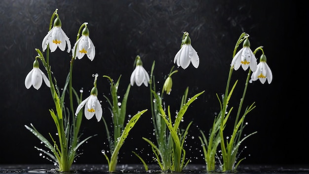 Białe kwiaty śnieżne abstrakcyjne znaki wiosny